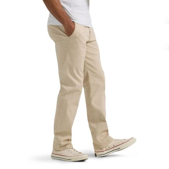 Men's Flat Front Chino with Motion Flex Waistband Khaki Pants 2-Pack Size 32X32 - Picture 7 of 9